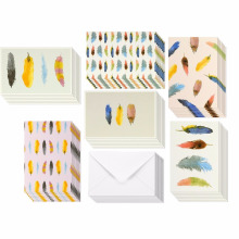 Toutes les occasions assorties de cartes de correspondance vierges pour cartes de vœux en vrac - ensemble de motifs de plumes colorées